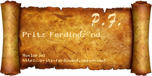 Pritz Ferdinánd névjegykártya